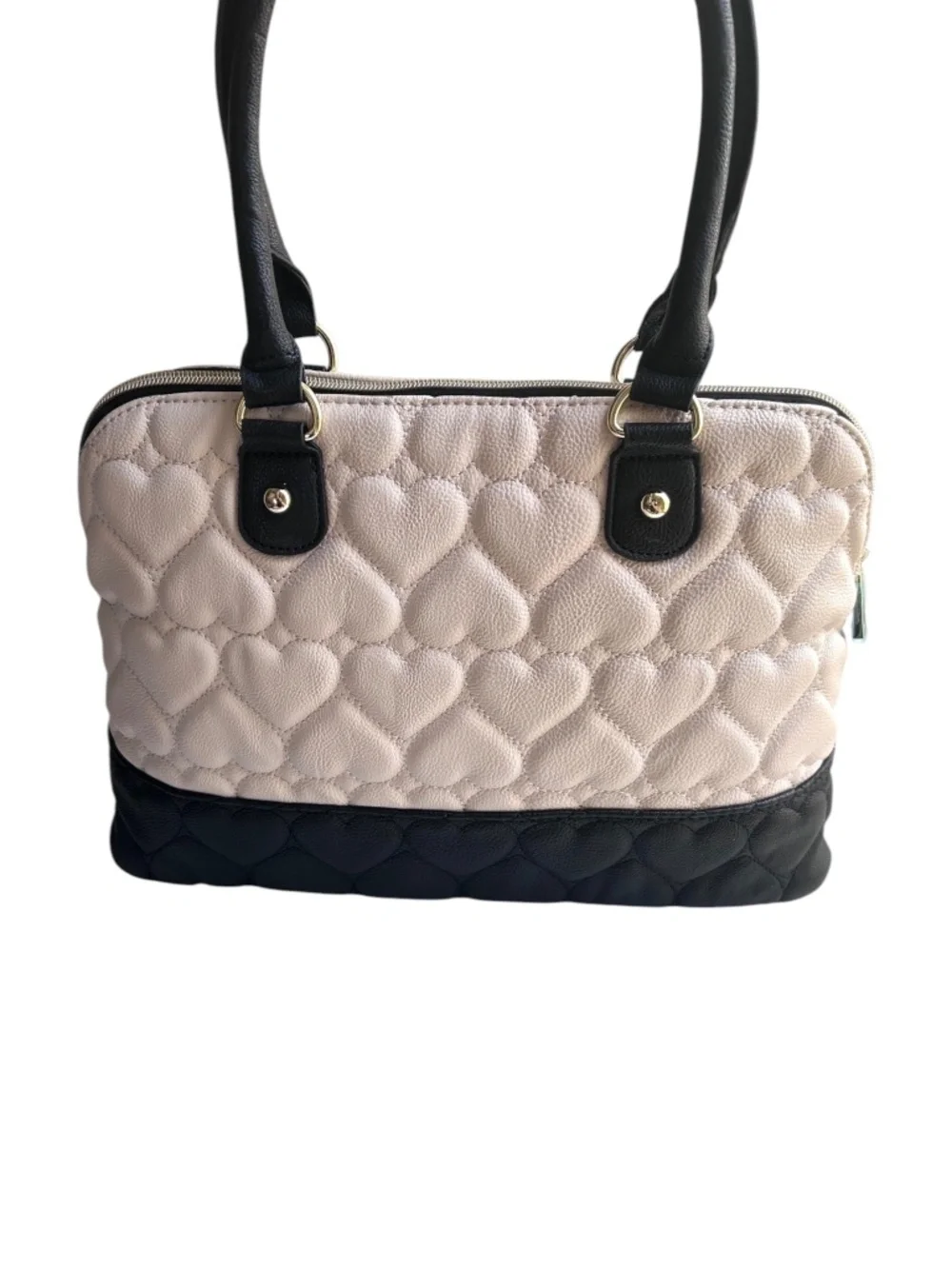 NWT Betsey Johnson Be Mine Dome Satchel Bag Bone & Black BB17000